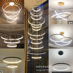 HEIKESZ Modern Minimalist LED Chandelier for Living Room Bedroom Dining Room Warm Light Creative Round Pendant Lamp Ceiling Lighting
