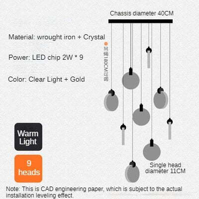 HEIKESZ Modern Minimalist Crystal Long Chandelier for Staircase Loft Villa Nordic LED Ceiling Light Dining Living Room Bedroom Pendant