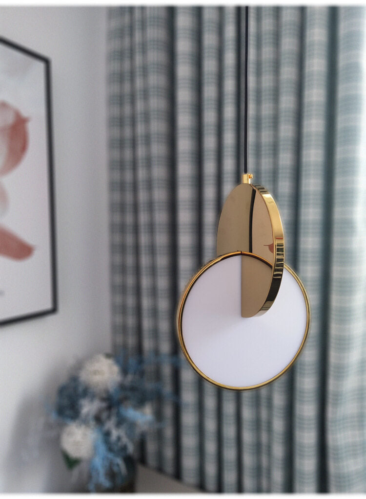 HEIKESZ Nordic Eclipse Single-Head Droplight Stainless Steel Modern Bedroom Light Luxury Restaurant Bar Creative Designer Lighting