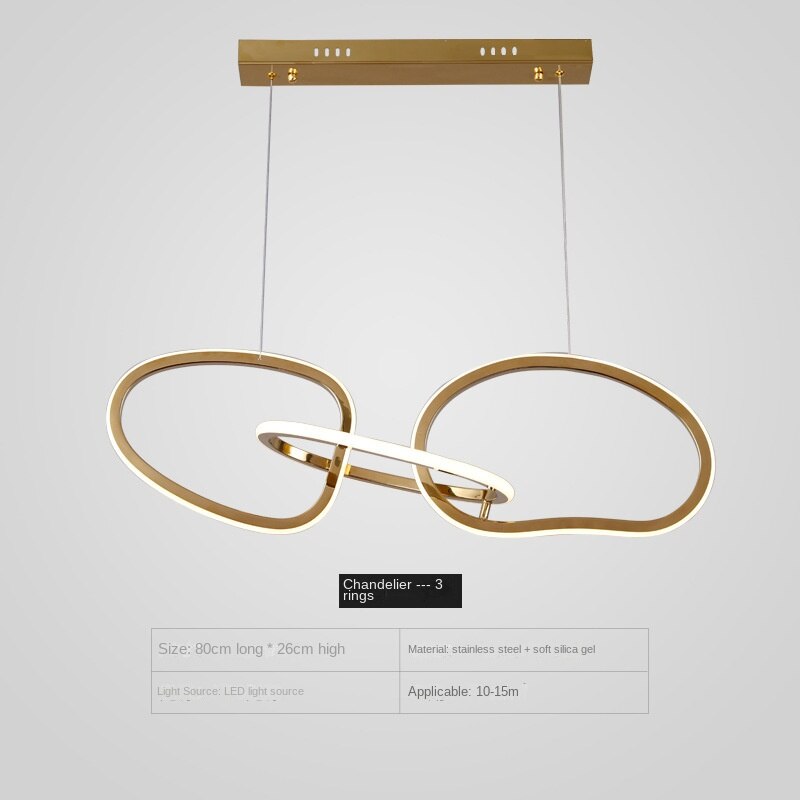 HEIKESZ Post-Modern Stainless Steel Restaurant Chandelier Simple Nordic Front Desk Art Creative Personality Model Room Ring Bar Lamp