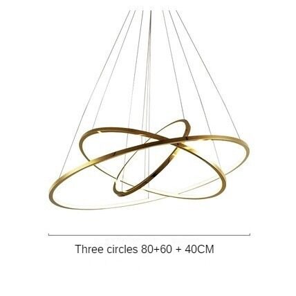 HEIKESZ Modern Ring Chandelier LED Light Minimalist Creative Stainless Steel Line LED Lamp for Living Room Bedroom Kitchen Dining Ceiling