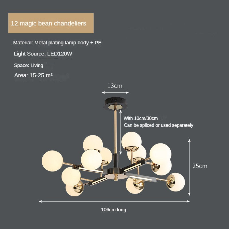 HEIKESZ Nordic Magic Bean Ring LED Chandelier Modern Minimalist Creative Lighting for Living Room Bedroom Study