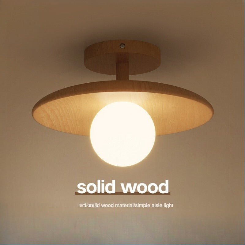 HEIKESZ Nordic Log Style Ceiling Lamp Wooden Japanese Aisle Balcony Corridor Light Simple Personality Design