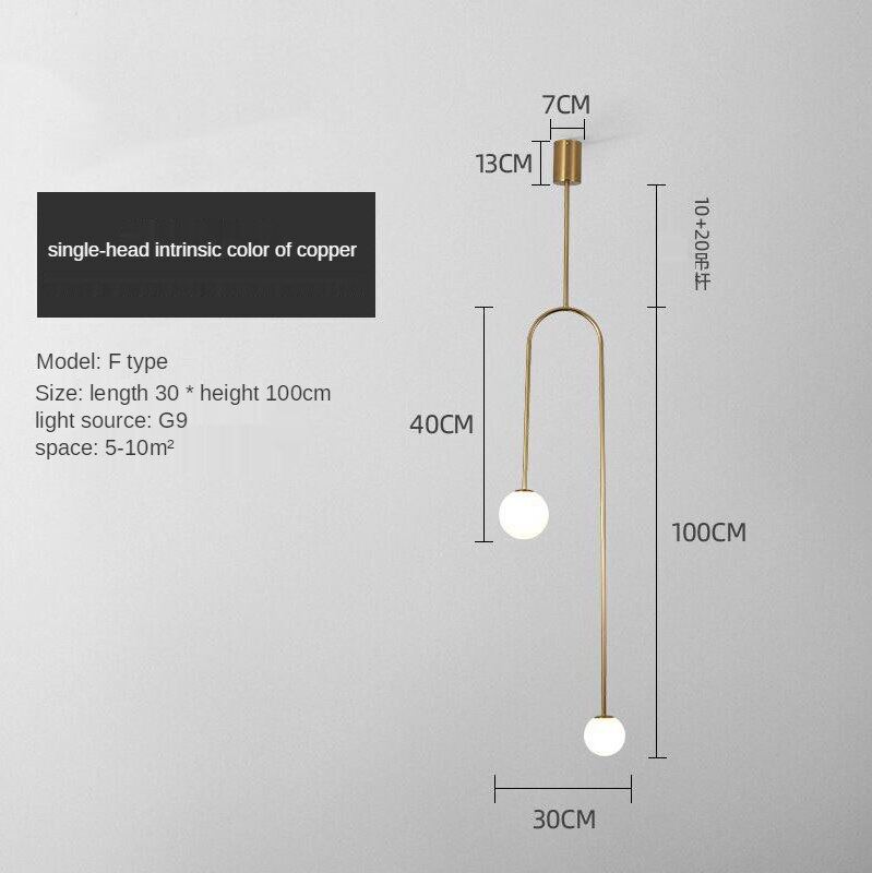 HEIKESZ Nordic Modern Glass Chandelier for Bedroom Dining Room Study Bar LED Ceiling Light Copper Round Hanging Lamp Creative Living Room Lighting