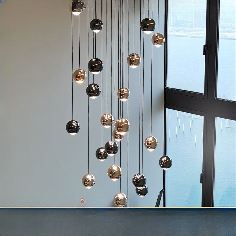 HEIKESZ Luxury Crystal Rotating Staircase Chandelier Modern Minimalist LED Ceiling Light for Living Room Dining Kitchen Bedroom