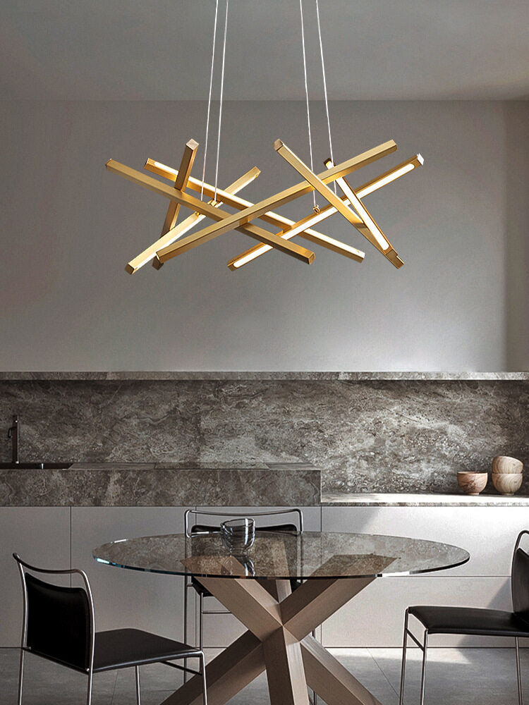 HEIKESZ Post-Modern Golden Chandelier Simple Creative Personality LED Ceiling Light for Living Room Bedroom Dining Room Luxury Lighting
