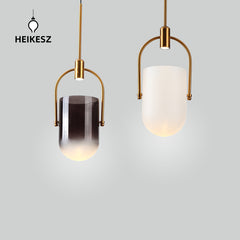 HEIKESZ Nordic Bucket Glass Chandelier LED Modern Droplight for Living Room Bedroom Hotel Restaurant Bar Study Ceiling Light Fixtures