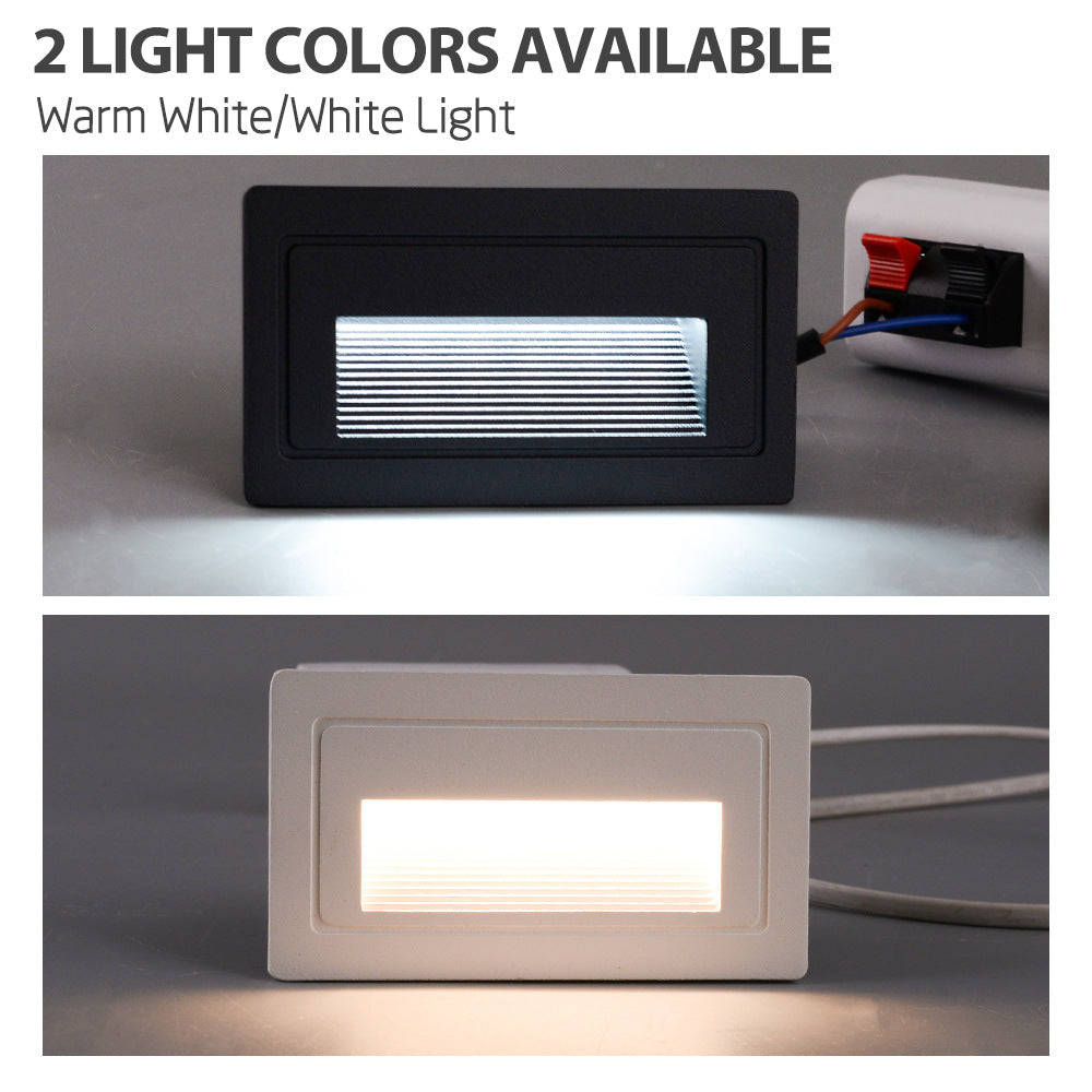 Heikesz Waterproof LED Step Light Outdoor Concealed Stair Ladder Footlight Embedded Wall Lamp for Safe Night Lighting