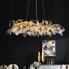 HEIKESZ Modern Minimalist Aluminum Glass Chandelier Nordic Style for Living Room Dining Room Bedroom Villa Lighting