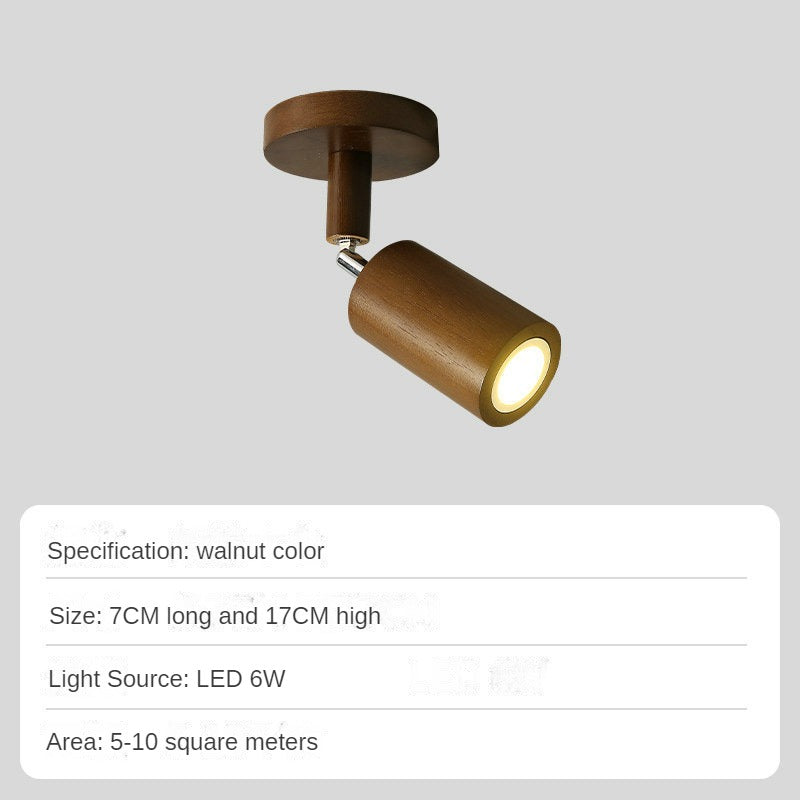 HEIKESZ New Chinese Japanese Style Solid Wood Spotlight Log Living Room Bedroom Headless Lamp TV Background Wall Open Mounted Ceiling Light