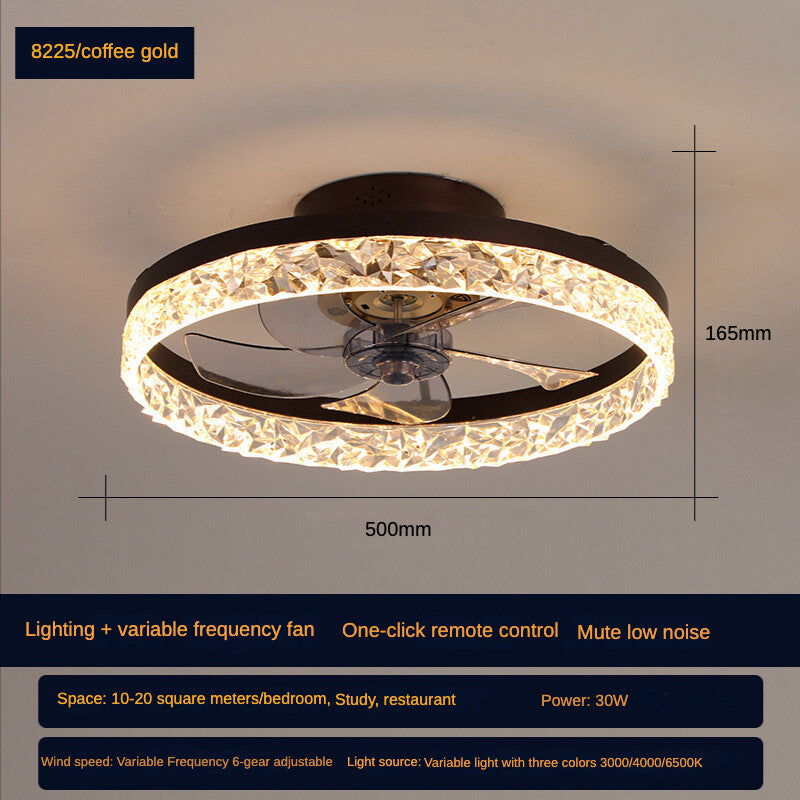 Nordic Modern Ceiling Fan Light Simple Round Frequency Conversion Fan Lamp with LED Lighting for Home Office Bedroom