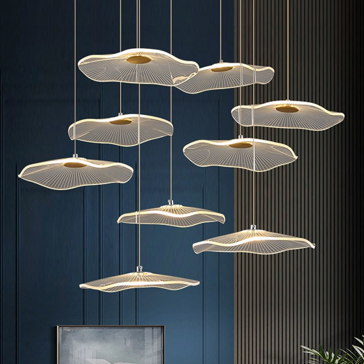 HEIKESZ Modern Danish Chandelier Simple Empty Lotus Leaf LED Lighting for Restaurant Living Room Dining Bar Nordic Ceiling Fixture