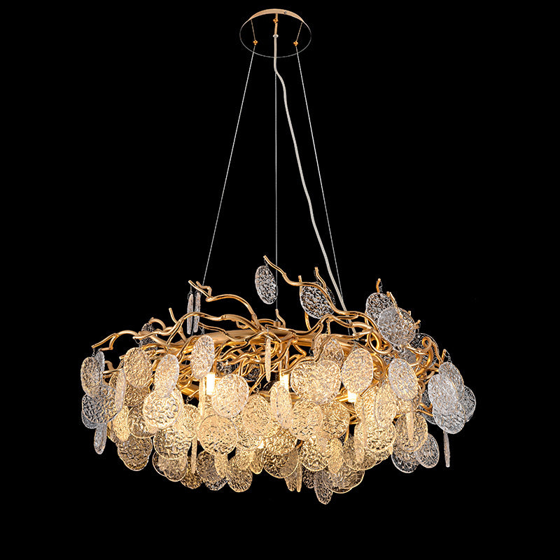 HEIKESZ Modern Minimalist Aluminum Glass Chandelier Nordic Style for Living Room Dining Room Bedroom Villa Lighting