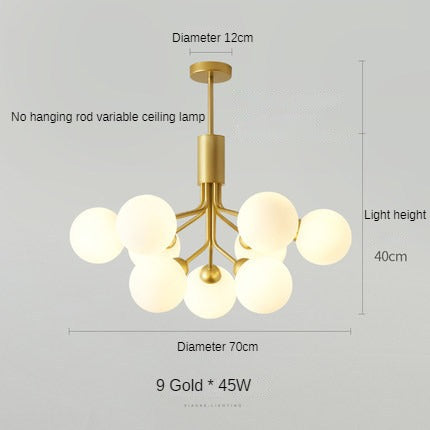 HEIKESZ Nordic Modern Minimalist Ceiling Lamp Dual-Use Living Room Bedroom Creative Bean Chandelier Internet Celebrity Lighting