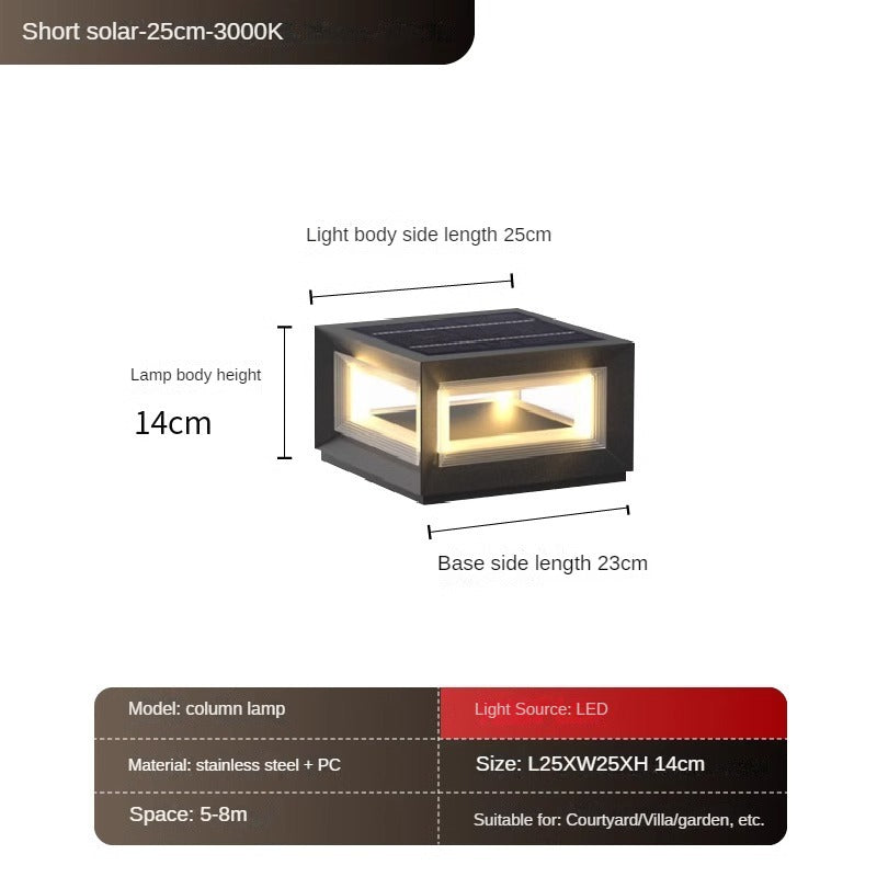 HEIKESZ Solar Pillar Lamp Waterproof Outdoor Lighting for Garden Courtyard Gate Villa Door Wall Decoration