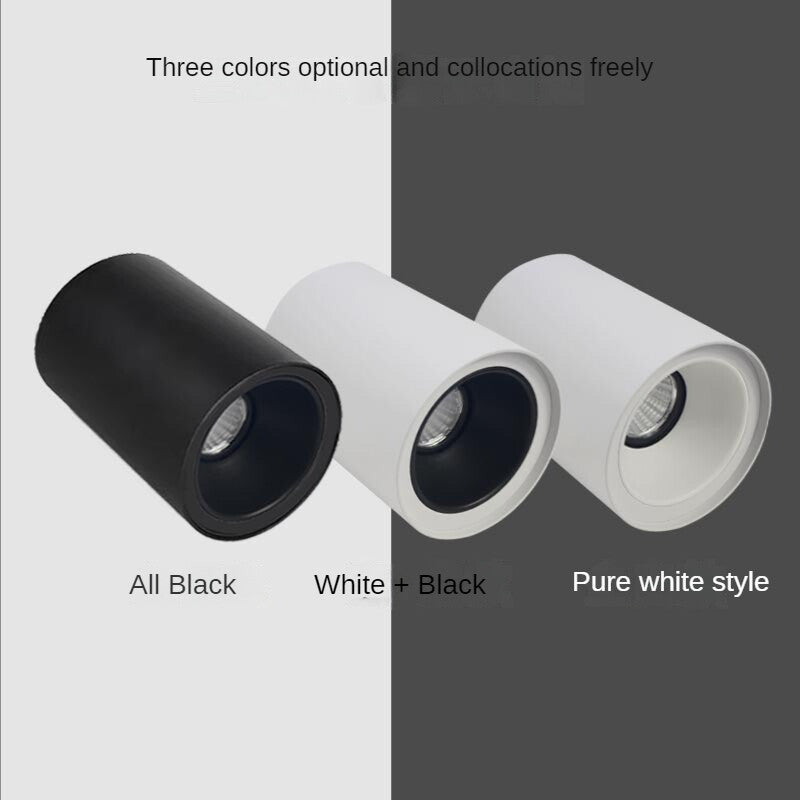 HEIKESZ LED Round Surface Mounted Spotlight Deep Anti Glare Wash Wall Light Long Tube Headless Lamp for Bedroom Living Room