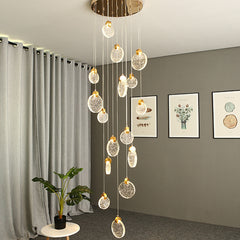 HEIKESZ Modern Minimalist Crystal Long Chandelier for Staircase Loft Villa Nordic LED Ceiling Light Dining Living Room Bedroom Pendant