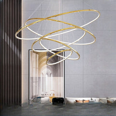 HEIKESZ LED Circle Chandelier Modern Minimalist Toroidal Design for Living Room Dining Room Bar Stair Light Duplex Building Warm Room Lamps244