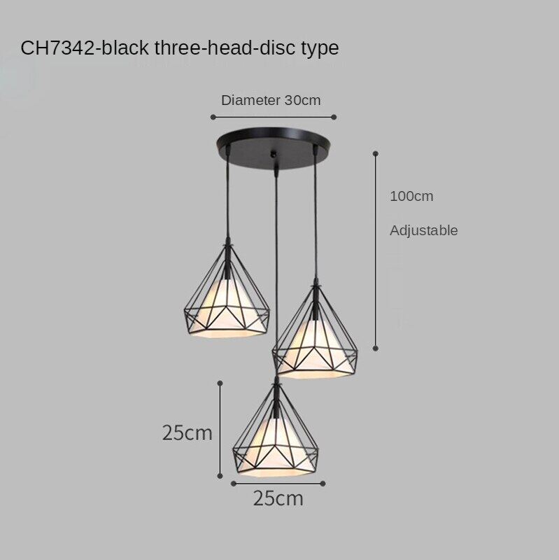 HEIKESZ Modern Chandelier Three-Head Wrought Iron Ceiling Lamp for Dining Room Bedroom Living Room LED Light Post-Modern Hanging Droplight
