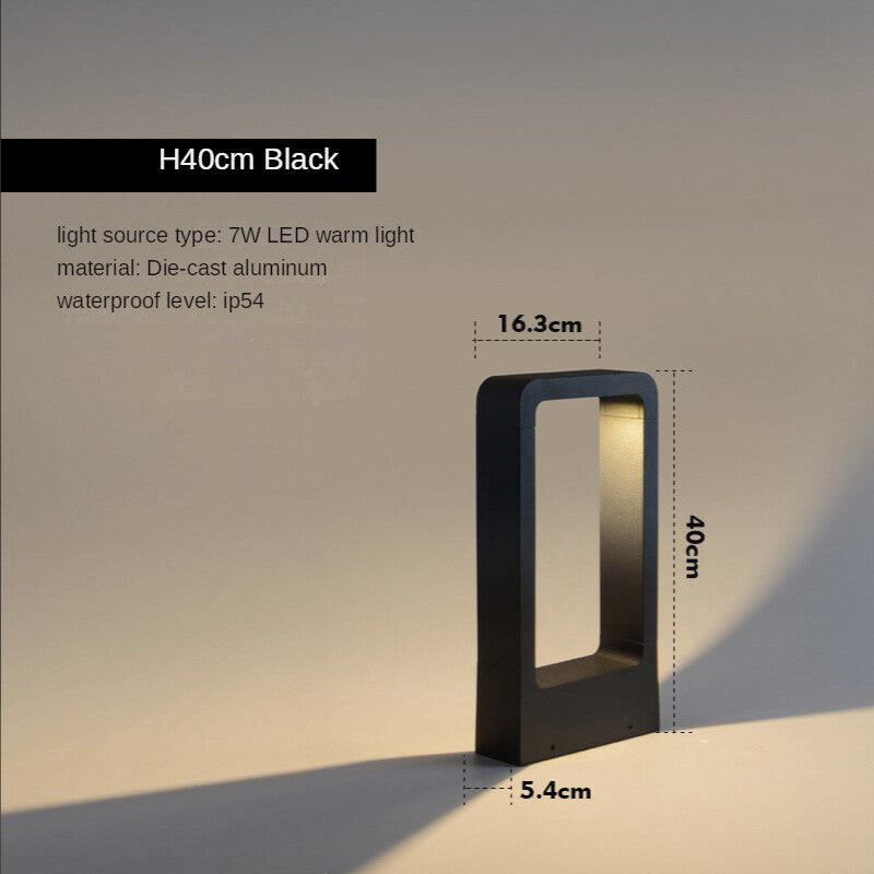 HEIKESZ Oriental Gate Outdoor LED Lawn Lamp Waterproof Warm Light for Garden Villa Community Landscape Lighting