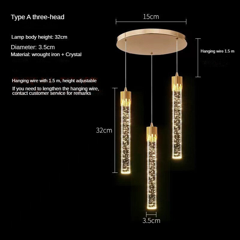 HEIKESZ Nordic Crystal Chandelier Luxury Bed Head Hanging Lamp for Bedroom Bar TV Background Wall