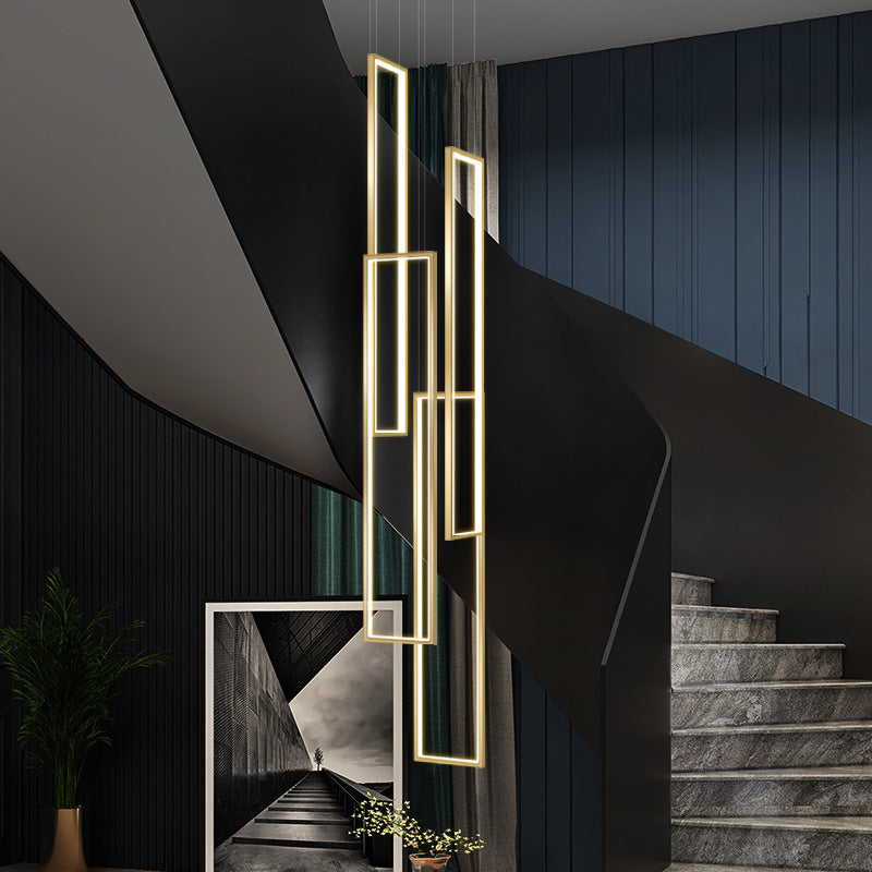 HEIKESZ Stair Chandelier Modern Simple Rotating LED Light Nordic Minimalist Design for Duplex Villa Restaurant Bar Ceiling Pendant