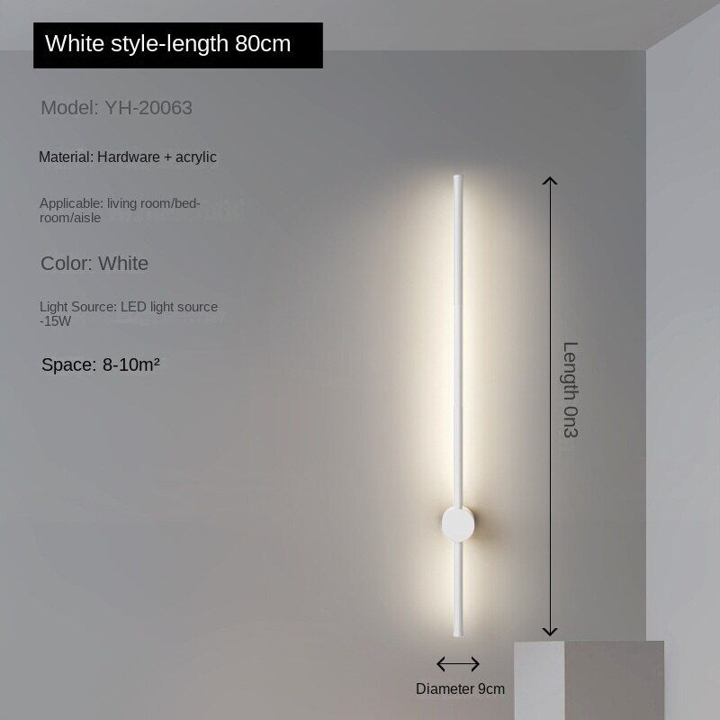 HEIKESZ Minimalist Long LED Wall Lamp Modern Nordic Light Luxury for Bedroom Living Room Hotel