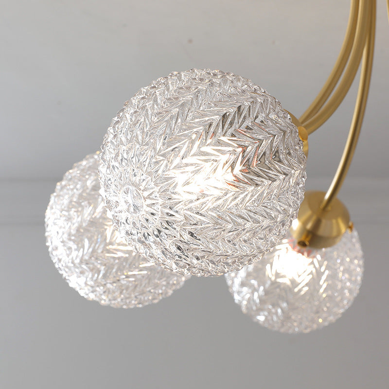 HEIKESZ Modern Nordic Glass Globe Chandelier for Bedroom Living Room Dining Room Study - American Style Designer Ceiling Light