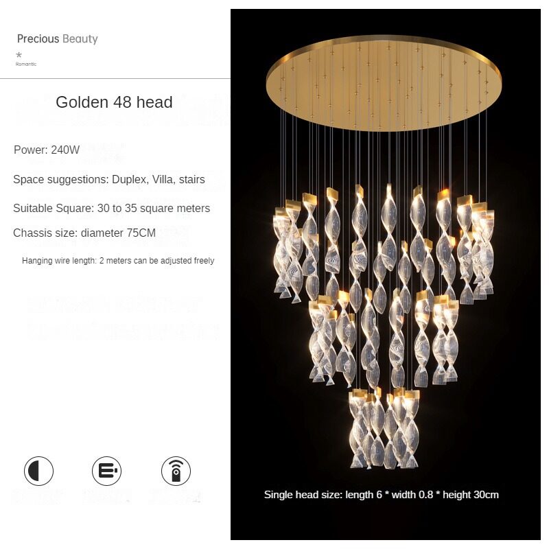 HEIKESZ Modern Minimalist LED Chandelier for Living Room Dining Kitchen Bedroom Luxury Nordic Design Long Pendant Light