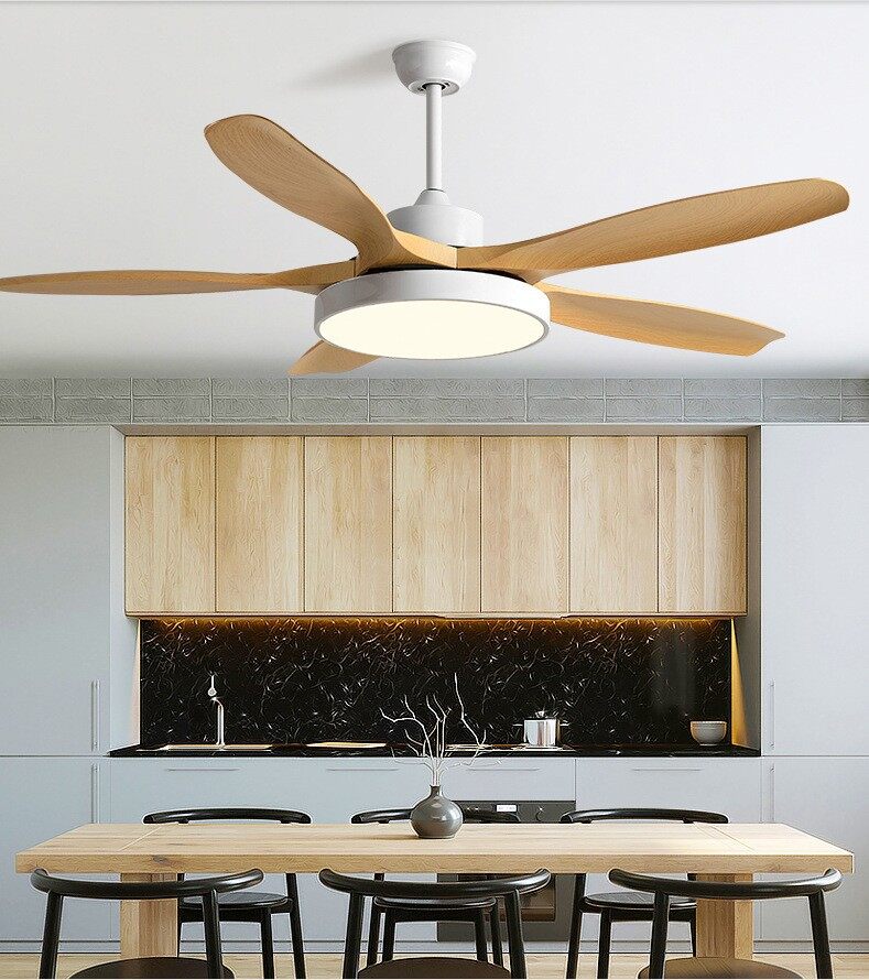 HEIKESZ Simple Nordic Ceiling Fan Light 48 52 60 Inch Large Wind Remote Control Frequency Conversion for Household Living Room