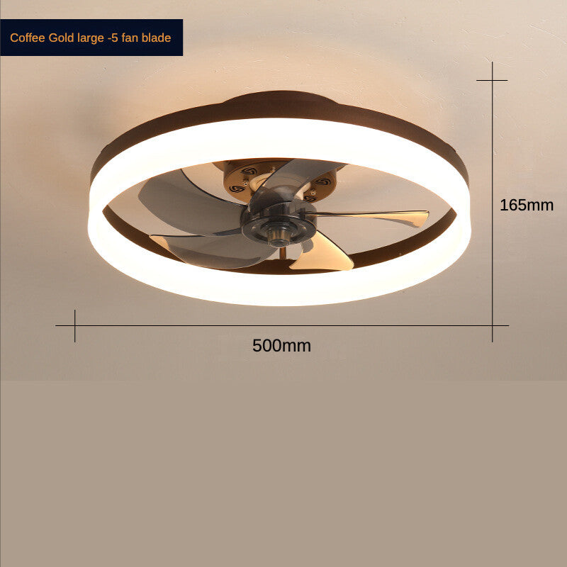 HEIKESZ Nordic Ceiling Fan Light with LED Strip Modern Minimalist Design Invisible Fan Lamp for Bedroom Dining Room Home Living Room