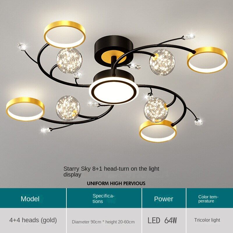 HEIKESZ Modern Starry Sky Projection Ceiling Lamp for Living Room Bedroom Coffee Shop Nordic Style Star Light