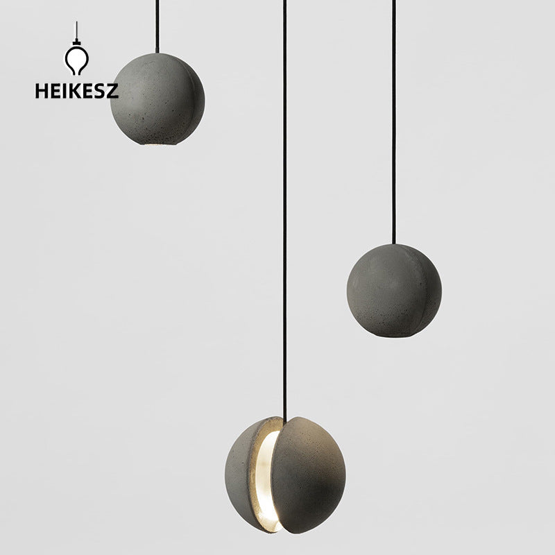 HEIKESZ Creative Moon Cement Pendant Lamp Industrial Style Retro Lighting for Living Room Bedroom Cafe Bar Restaurant Ceiling Lights