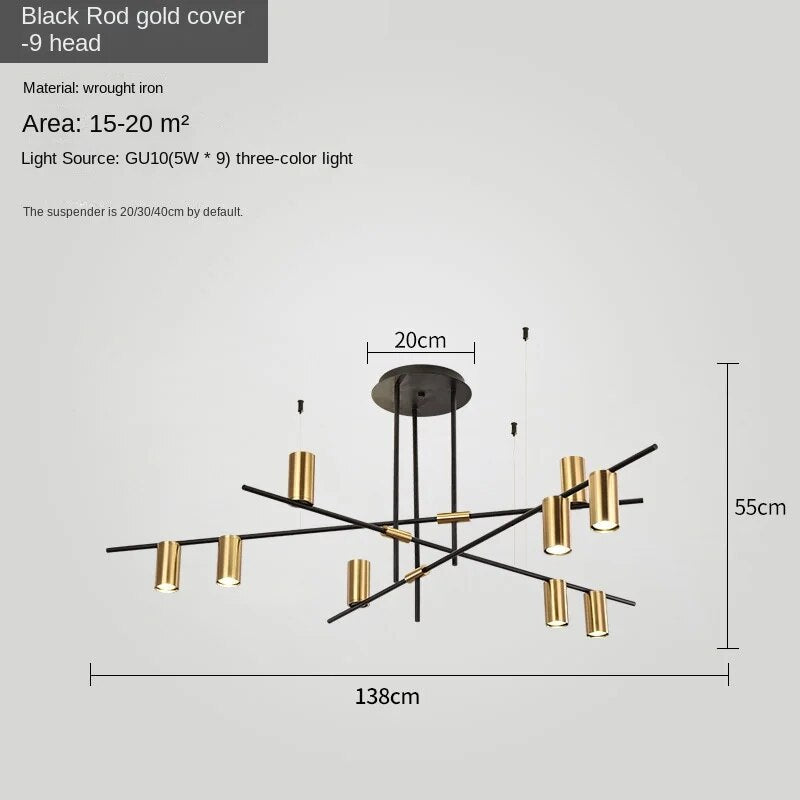 HEIKESZ Modern Minimalist One-Word Strip Chandelier for Dining Room Living Room Creative Lighting