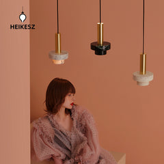 HEIKESZ Nordic Marble Pendant Lamp Creative Personality Affordable Luxury Lighting for Dining Room Bedroom Bar Counter Porch Small Droplight Light Fixtures for Celling