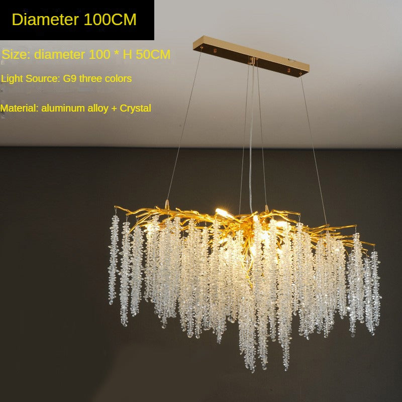 HEIKESZ Modern Crystal Chandelier Luxury Water Drop Branch Design for Living Room Dining Room Bedroom Villa Lighting