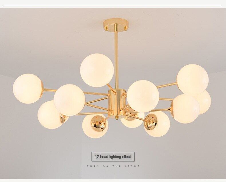 HEIKESZ Nordic Magic Bean Chandelier Post Modern Glass LED Ceiling Light for Living Room Bedroom Restaurant Creative Wrought Iron Lighting