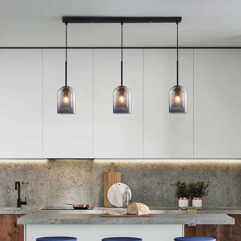 HEIKESZ Nordic Industrial Chandelier Creative Long Line Glass Pendant Light for Living Room Bedroom Restaurant Warm Lighting Ceiling Lamp