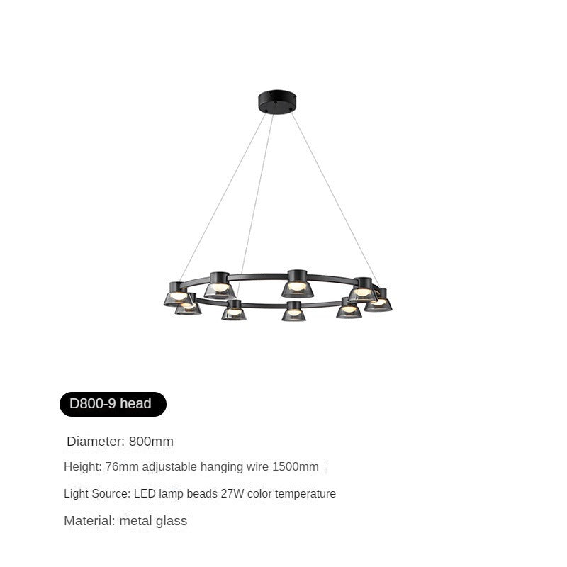 HEIKESZ Modern Minimalist Chandelier Long Glass Nordic Style Lighting for Living Room Bedroom Restaurant Bar