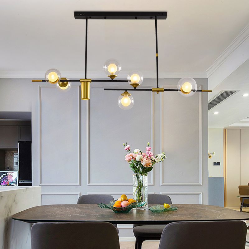 HEIKESZ Nordic Glass Ball Chandelier Post Modern Art LED Magic Bean Molecular Lamp for Restaurant Strip Lighting