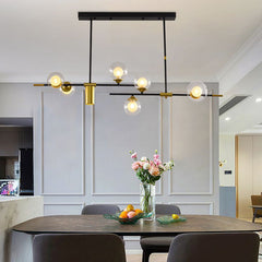 HEIKESZ Nordic Glass Ball Chandelier Post Modern Art LED Magic Bean Molecular Lamp for Restaurant Strip Lighting