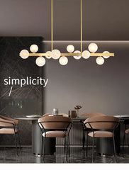 HEIKESZ Modern Luxury All-Copper Chandelier Nordic LED Dining Light for Restaurant Coffee Shop Bar Ceiling Lighting