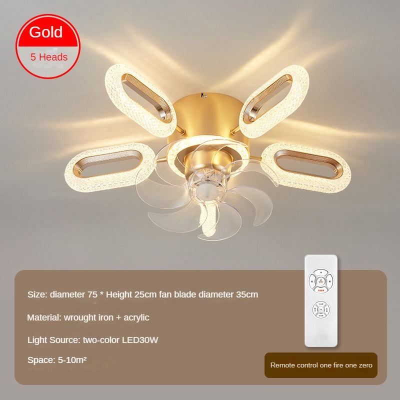 HEIKESZ Nordic Ceiling Fan with LED Lights Modern Minimalist Bedroom Dining Room Study Lamp Integrated Fan Style Ceiling Light