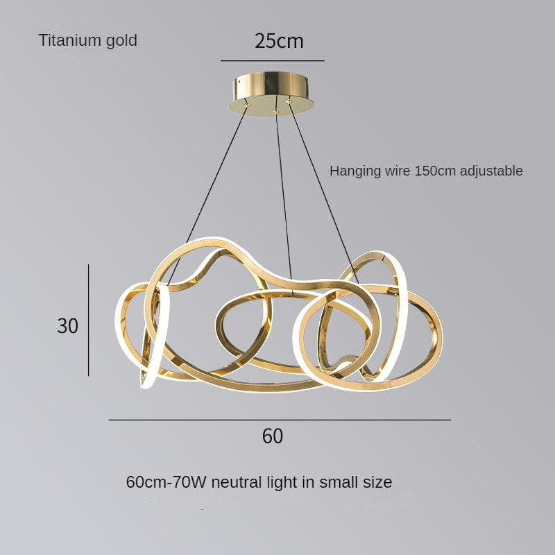 HEIKESZ Modern Simple Chandelier Light Luxury Living Room Dining Room Bedroom Creative Ring Pendant Lamp