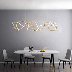 HEIKESZ Modern Stainless Steel Wave Chandelier Luxury Hotel Villa Decorative Lighting Special-Shaped Design