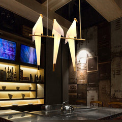 HEIKESZ Nordic Origami Bird Chandelier Modern Minimalist Artistic Hanging Lamp for Living Room Bedroom Ceiling Light