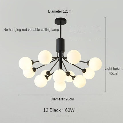 HEIKESZ Nordic Modern Minimalist Ceiling Lamp Dual-Use Living Room Bedroom Creative Bean Chandelier Internet Celebrity Lighting