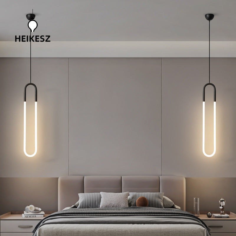 HEIKESZ All Copper Bedside Pendant Lamp Nordic Long Line Lamp Modern Simple Light Luxury Creative Minimalist Bedroom Small Droplight for Living Room Decor
