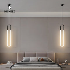 HEIKESZ All Copper Bedside Pendant Lamp Nordic Long Line Lamp Modern Simple Light Luxury Creative Minimalist Bedroom Small Droplight for Living Room Decor