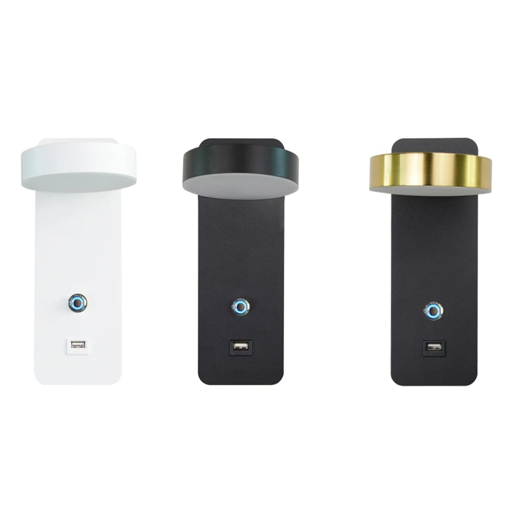 HEIKESZ Modern LED Wall Lamp Touch Dimmer 350° Rotation Adjustable Brightness White Black Gold Bedroom Living Room Ceiling Light Fixtures